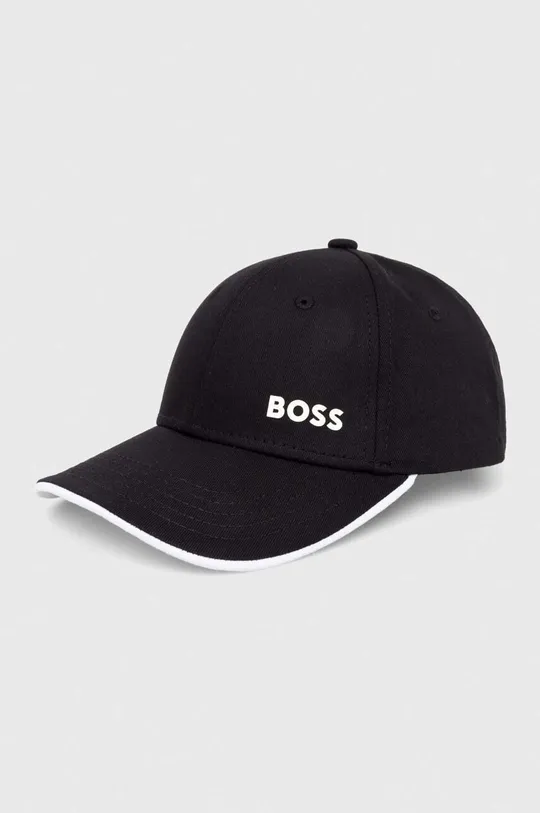czarny Boss Green czapka z daszkiem bawełniana Męski