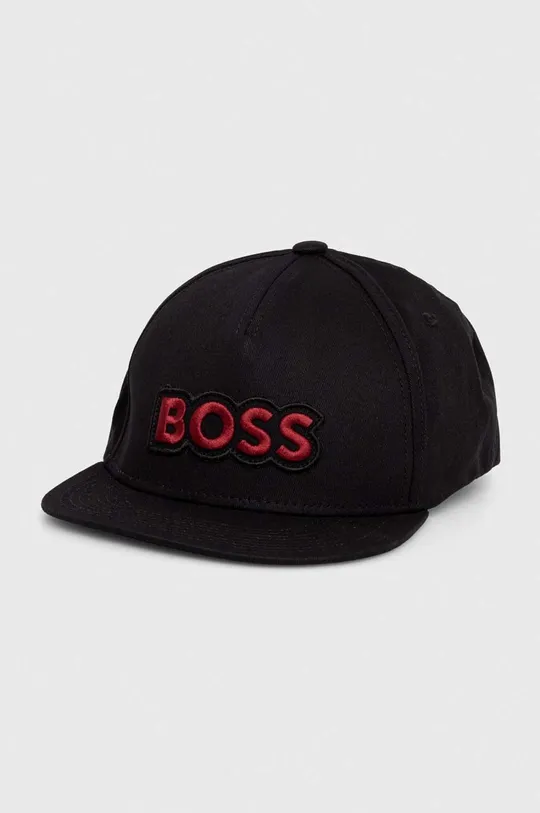 czarny Boss Orange czapka z daszkiem bawełniana Męski