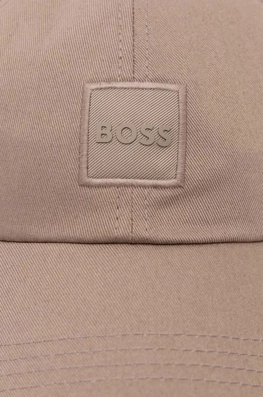 Boss Orange czapka z daszkiem bawełniana beżowy