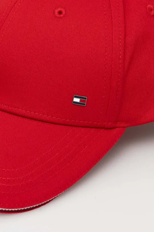 Βαμβακερό καπέλο του μπέιζμπολ Tommy Hilfiger κόκκινο