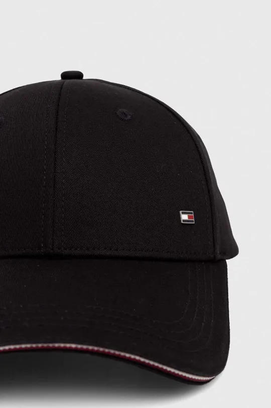 Βαμβακερό καπέλο του μπέιζμπολ Tommy Hilfiger μαύρο