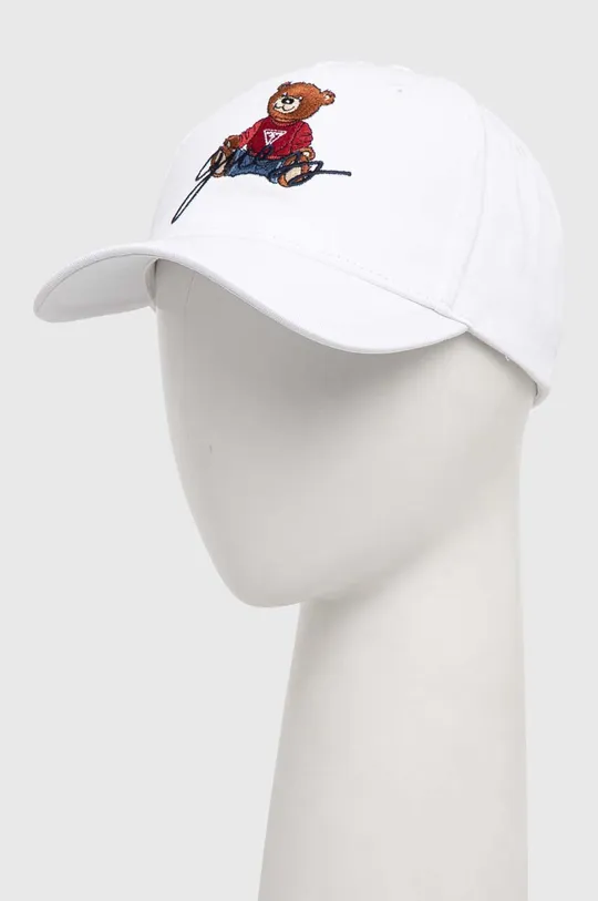 λευκό Βαμβακερό καπέλο του μπέιζμπολ Guess Ανδρικά