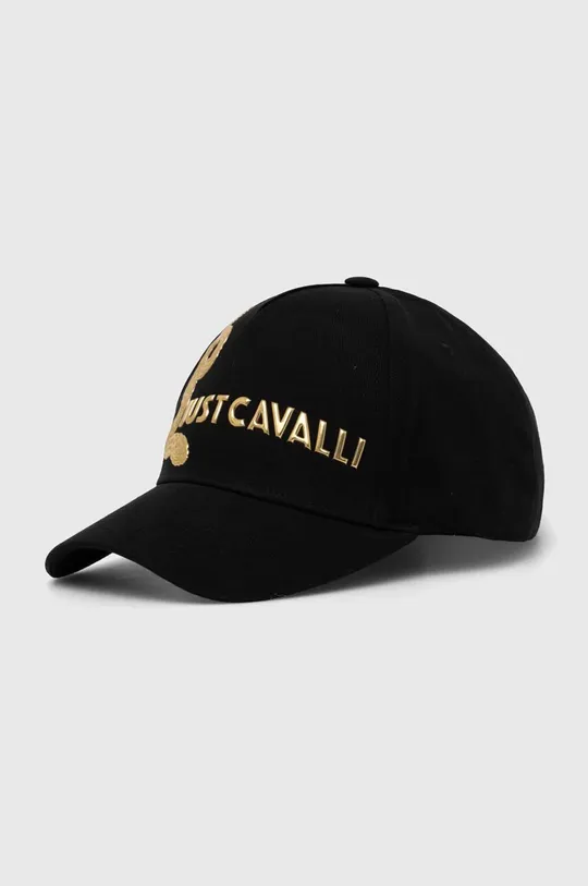 czarny Just Cavalli czapka z daszkiem bawełniana Męski