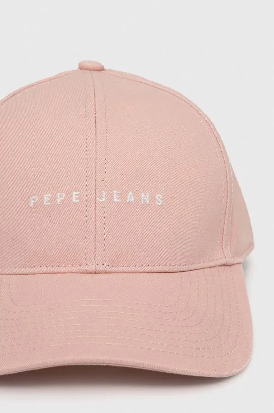 Βαμβακερό καπέλο του μπέιζμπολ Pepe Jeans NATHAN ροζ