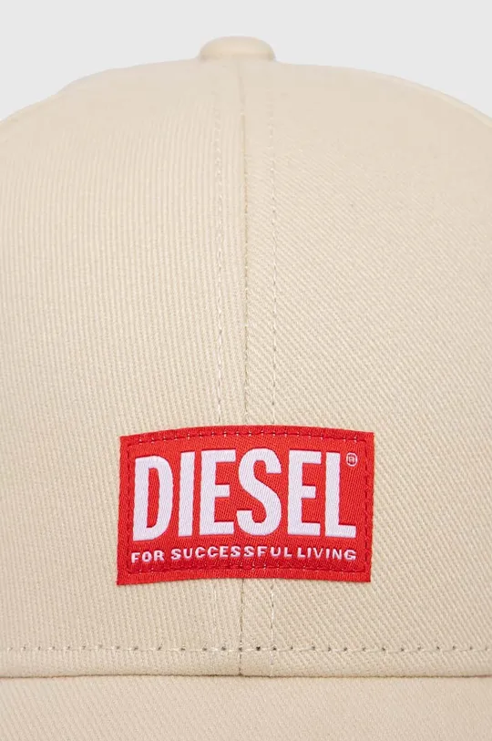 Diesel czapka z daszkiem bawełniana beżowy