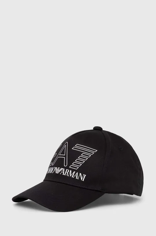 μαύρο Βαμβακερό καπέλο του μπέιζμπολ EA7 Emporio Armani Unisex