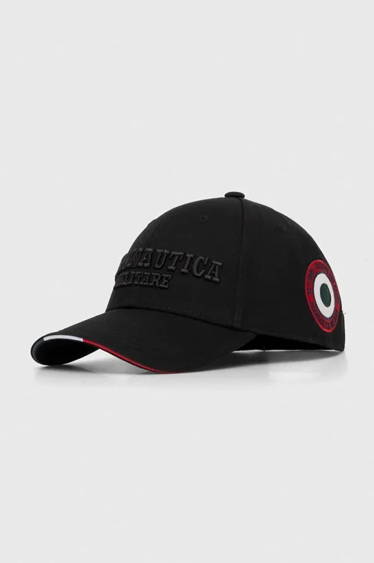 czarny Aeronautica Militare czapka z daszkiem bawełniana Unisex