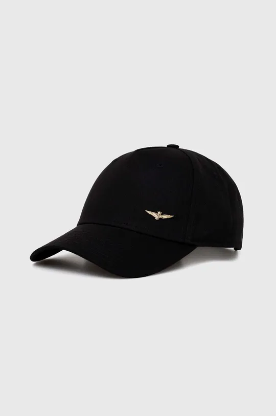 czarny Aeronautica Militare czapka z daszkiem bawełniana Unisex