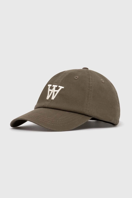 zelená Bavlněná baseballová čepice Wood Wood Eli Embroidery Unisex