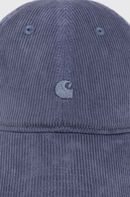 Carhartt WIP cappello con visiera in velluto a coste Harlem Cap blu