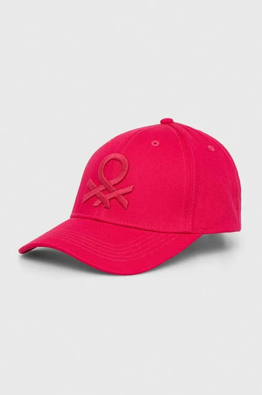 różowy United Colors of Benetton czapka z daszkiem bawełniana Unisex