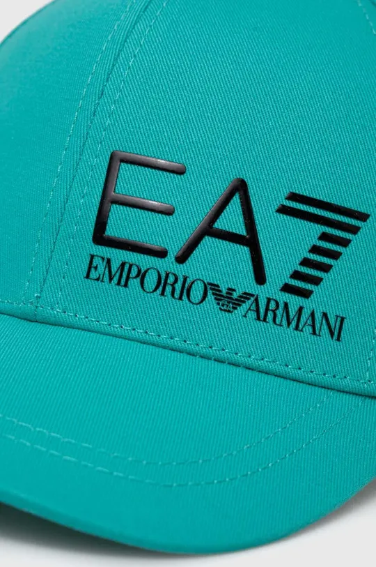 Βαμβακερό καπέλο του μπέιζμπολ EA7 Emporio Armani τιρκουάζ