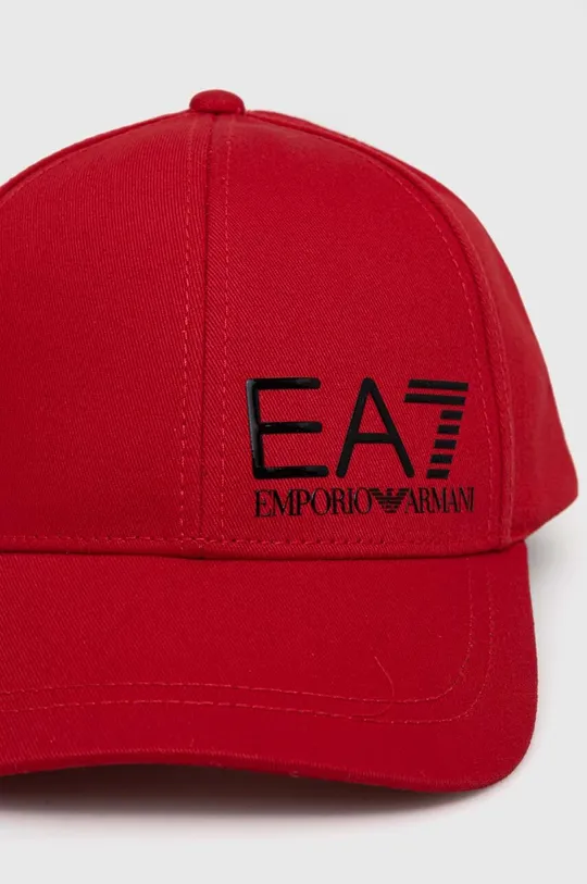 Bombažna bejzbolska kapa EA7 Emporio Armani rdeča