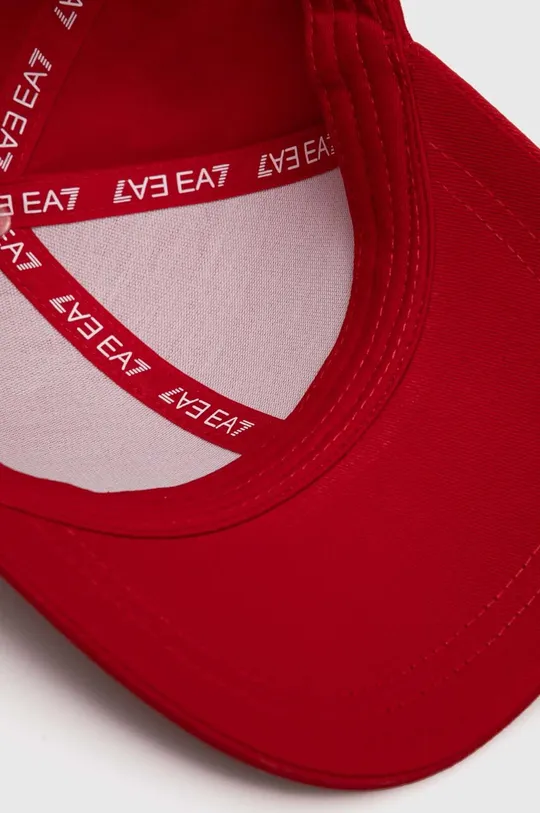 czerwony EA7 Emporio Armani czapka z daszkiem bawełniana
