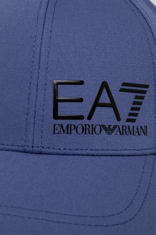 EA7 Emporio Armani czapka z daszkiem bawełniana niebieski