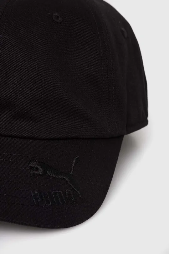 Βαμβακερό καπέλο του μπέιζμπολ Puma μαύρο