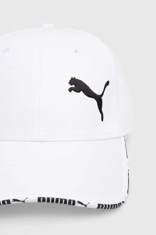 Βαμβακερό καπέλο του μπέιζμπολ Puma λευκό