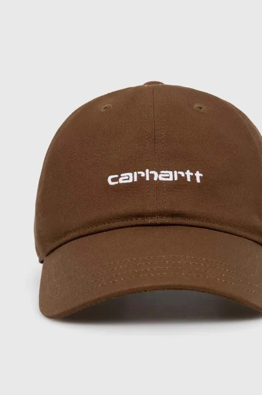 Хлопковая кепка Carhartt WIP Canvas Script Cap коричневый