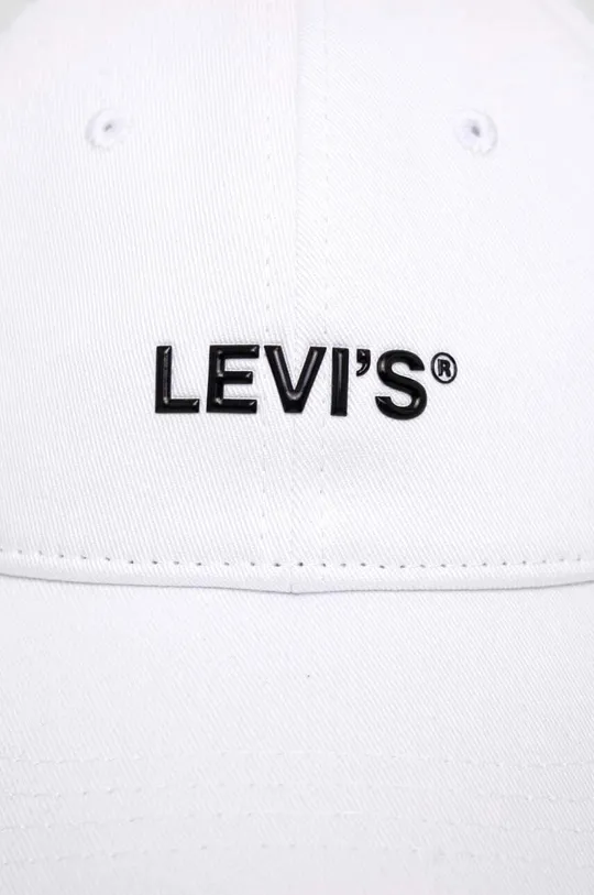 Βαμβακερό καπέλο του μπέιζμπολ Levi's λευκό