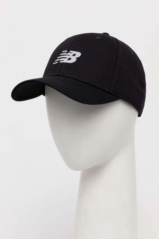 czarny New Balance czapka z daszkiem bawełniana LAH41013BK Unisex