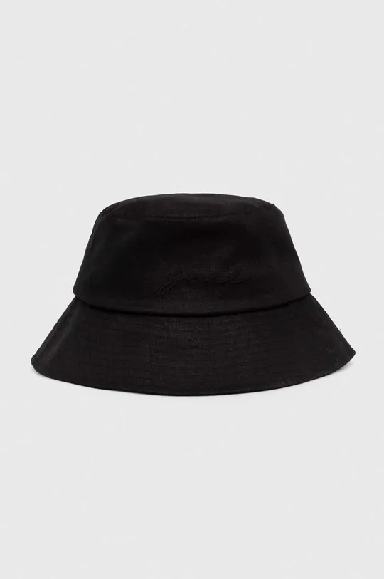 Laneni šešir Gant crna