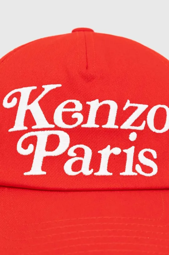 Памучна шапка с козирка Kenzo червен