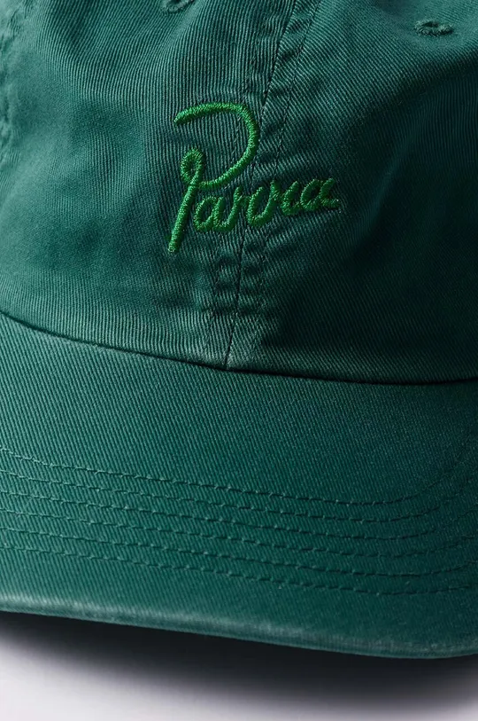 by Parra czapka z daszkiem bawełniana Script Logo 6 Panel Hat zielony