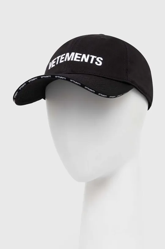 black VETEMENTS cotton baseball cap Iconic Logo Cap Unisex