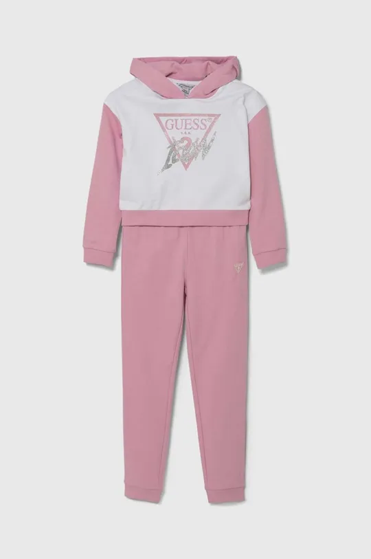 розовый Детский хлопковый спортивный костюм Guess Для девочек