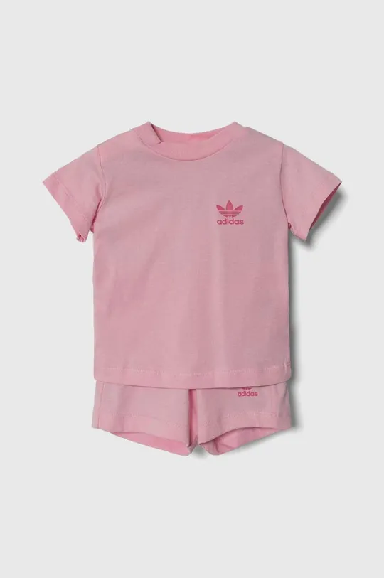różowy adidas Originals komplet bawełniany niemowlęcy Dziewczęcy