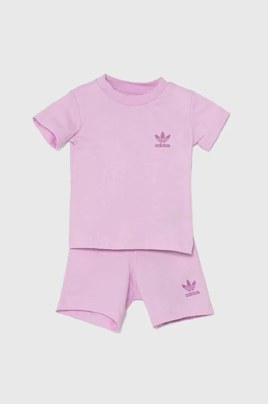 fioletowy adidas Originals komplet bawełniany niemowlęcy Dziewczęcy