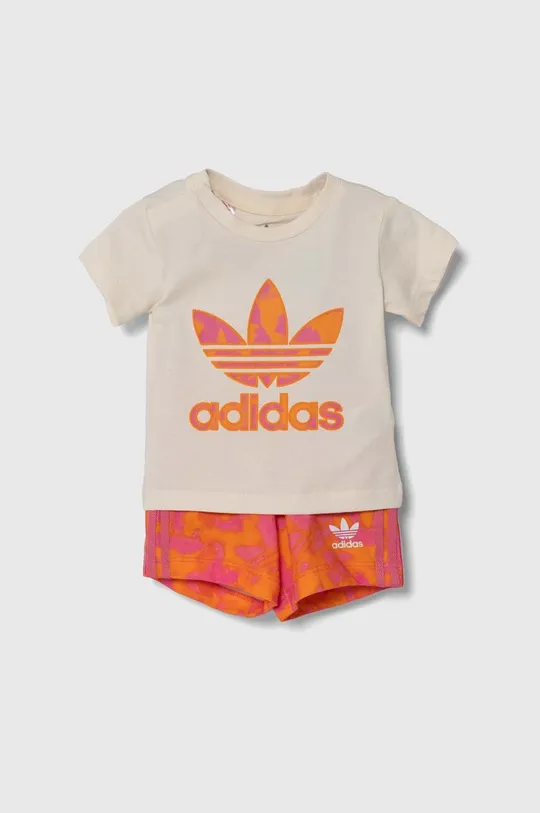pomarańczowy adidas Originals komplet bawełniany niemowlęcy Dziewczęcy