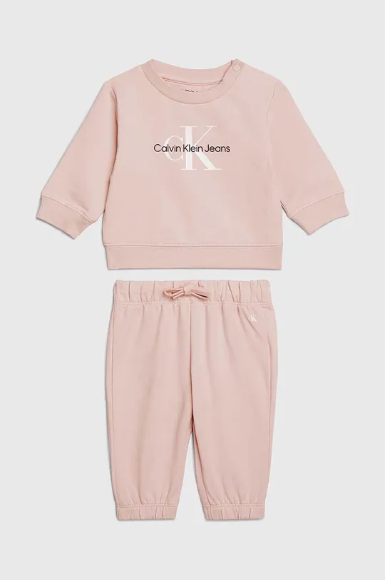 roza Dječja trenirka Calvin Klein Jeans Za djevojčice
