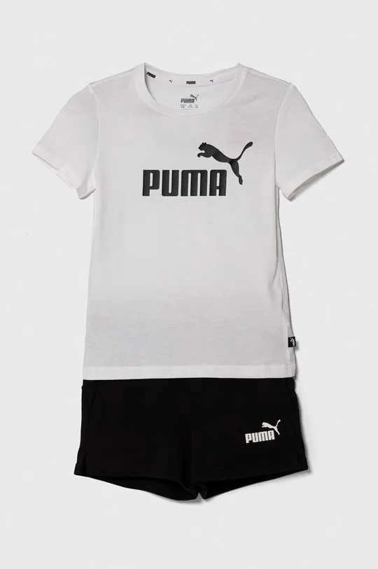 biały Puma komplet dziecięcy Logo Tee & Shorts Set Dziewczęcy