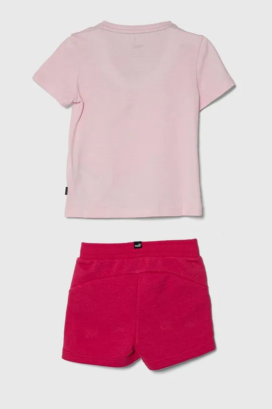 Puma komplet dziecięcy Logo Tee & Shorts Set różowy