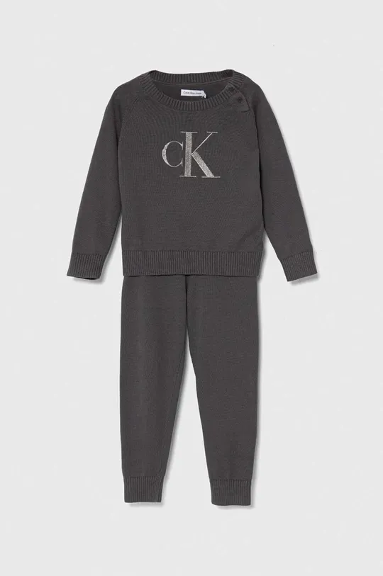 siva Otroški bombažen komplet Calvin Klein Jeans Otroški