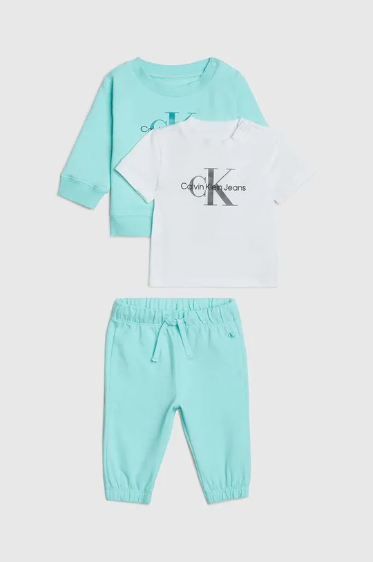 бирюзовый Детский хлопковый комплект Calvin Klein Jeans Детский