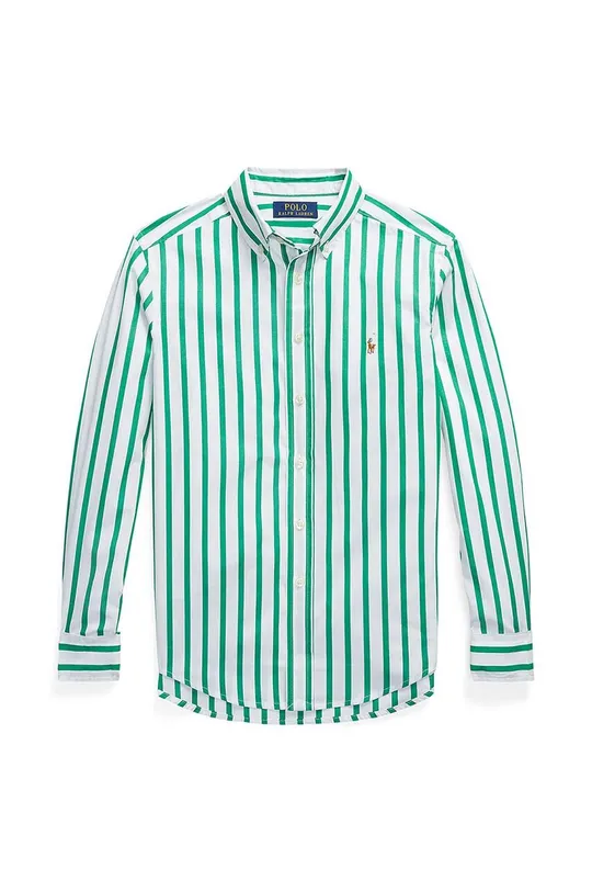 зелёный Детская хлопковая рубашка Polo Ralph Lauren Для мальчиков
