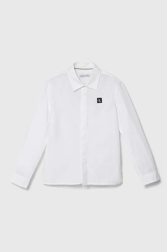 белый Детская хлопковая рубашка Calvin Klein Jeans Для мальчиков