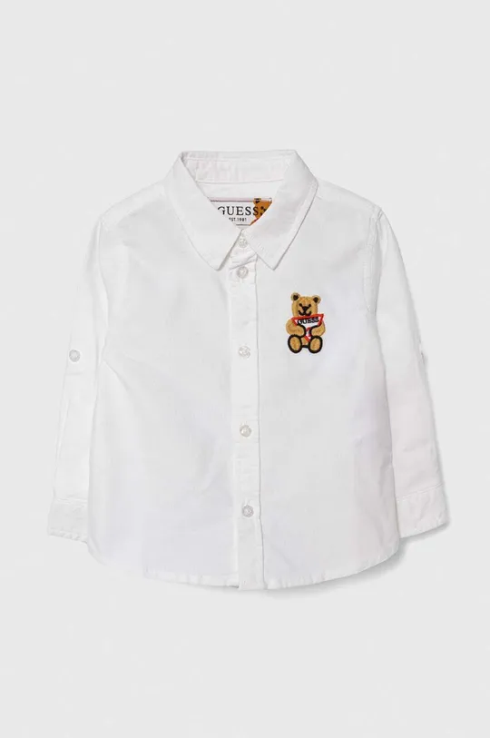 λευκό Μωρό βαμβακερό πουκάμισο Guess Για αγόρια