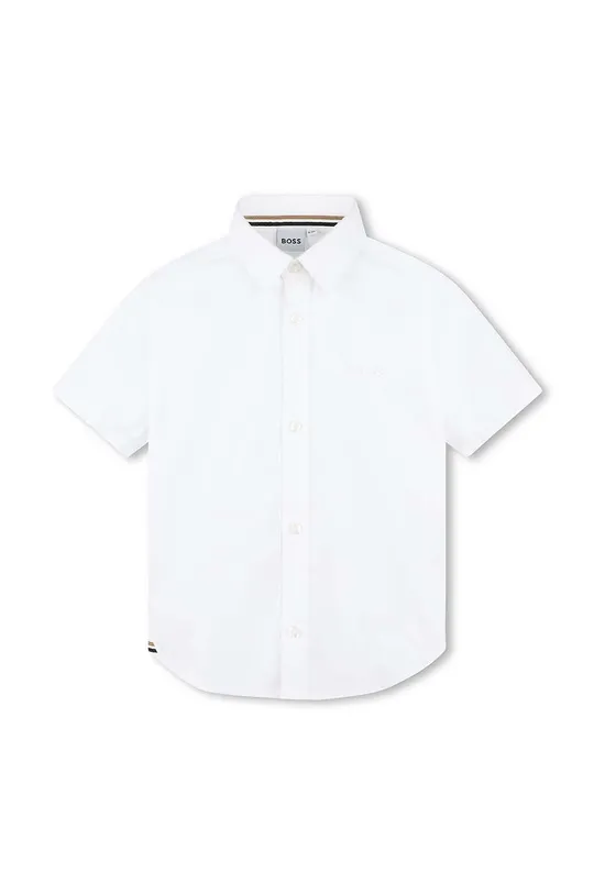 белый Детская хлопковая рубашка BOSS Для мальчиков
