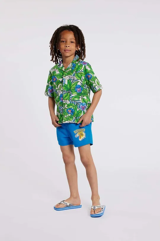 tirkizna Dječja pamučna košulja Kenzo Kids Za dječake