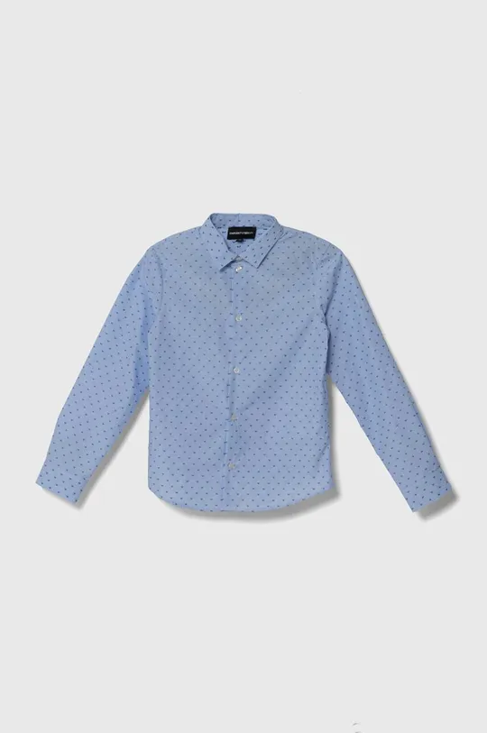 modrá Detská bavlnená košeľa Emporio Armani Chlapčenský