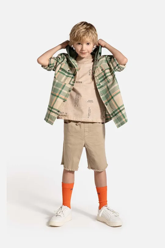 зелёный Детская хлопковая рубашка Coccodrillo Для мальчиков