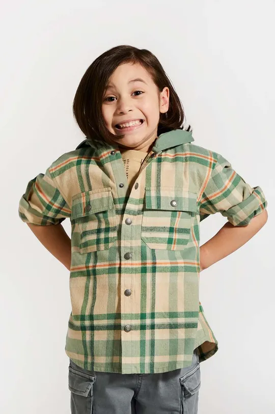 зелёный Детская хлопковая рубашка Coccodrillo Для мальчиков