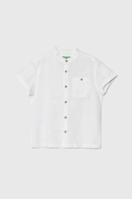белый Детская льняная рубашка United Colors of Benetton Для мальчиков