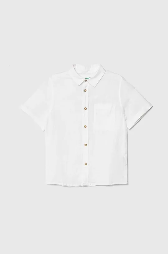 biały United Colors of Benetton koszula lniana dziecięca Chłopięcy