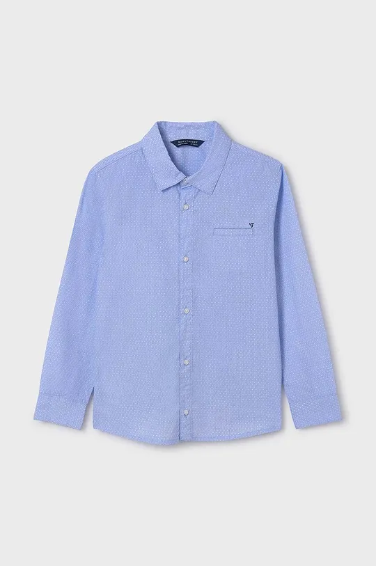 голубой Детская хлопковая рубашка Mayoral Для мальчиков