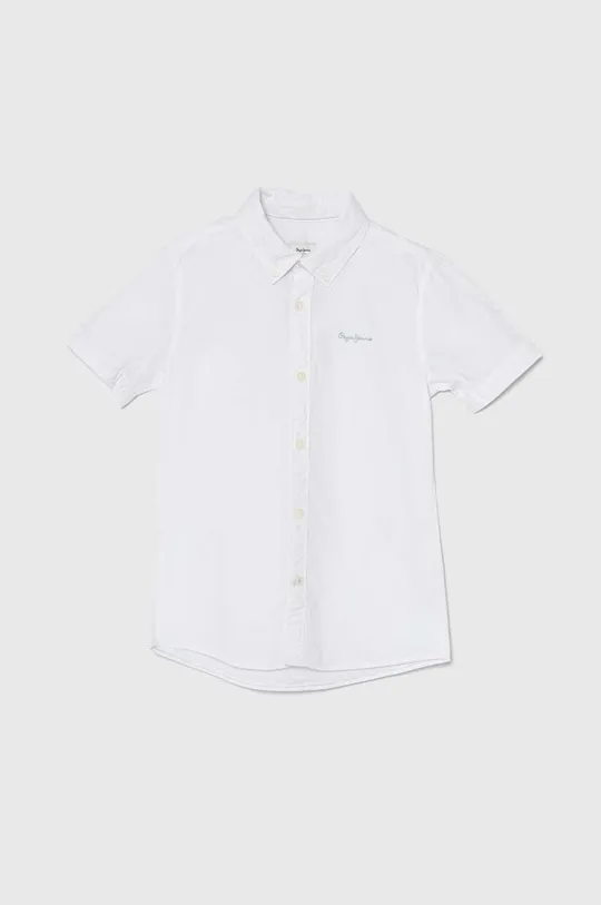 белый Детская хлопковая рубашка Pepe Jeans JAYME SS Для мальчиков