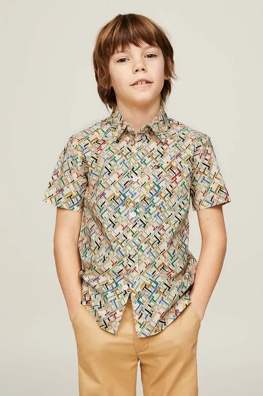 beżowy Tommy Hilfiger koszula dziecięca Chłopięcy